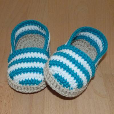 Häkelanleitung Espadrilles, Babyschuhe in 2 Größen, pdf-Datei