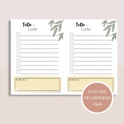 ToDo-Liste zum Ausdrucken A5&A6 | Notizzettel und Einkaufszettel zum Ausdrucken | Planer&Listen Printables