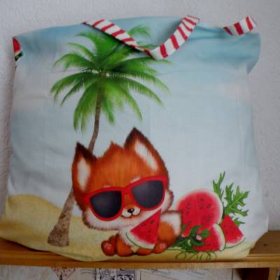 Shopper Bag XXL /  Stofftasche / Strandtasche / Beachtasche / Saunatasche / Jogatasche / maritim " Sommerfuchs"