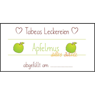 Individuelle Aufkleber für Apfelmus oder Marmelade 24 Stück | Personalisiert