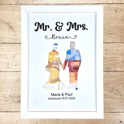 Geldgeschenk zur Hochzeit personalisiert Hochzeitspaar 