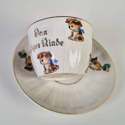 Antike Kindertasse - Geschenk dem artigen Kinde - wohl um 1900