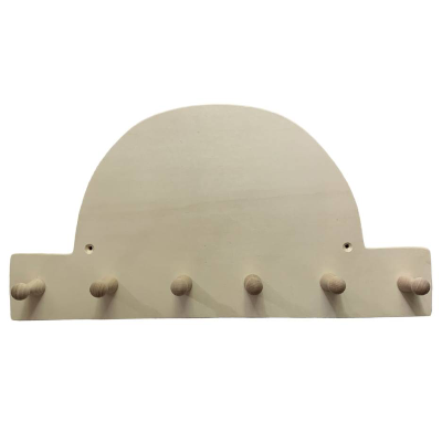 Holz Garderobe Rohling mit 6 Haken – zum Selbstgestalten