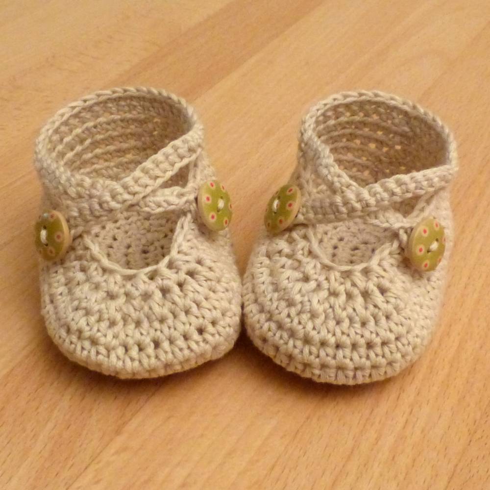 Häkelanleitung Babyschuhe "Kreuzriemenballerinas", 3 Größen, pdf-Datei Bild 1
