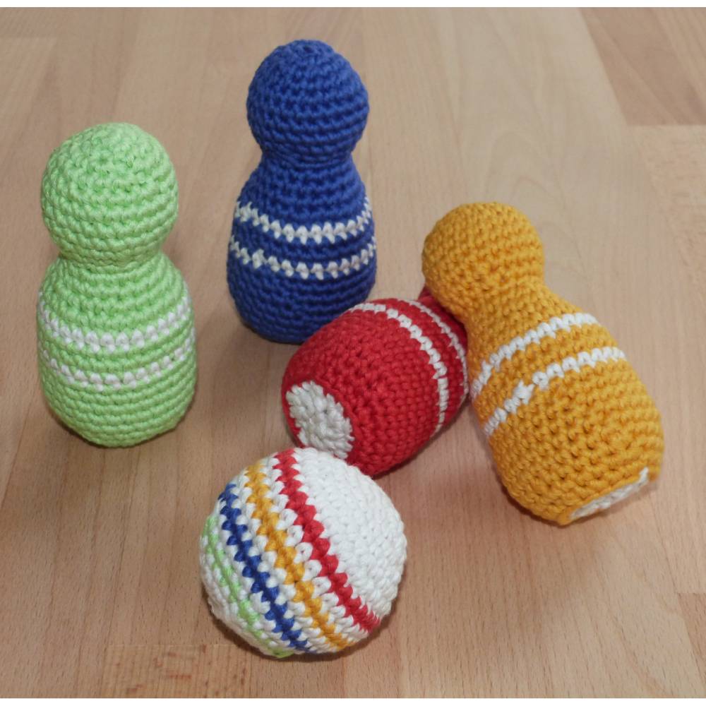 Häkelanleitung Kegelspiel für Kinder, pdf-Datei Bild 1