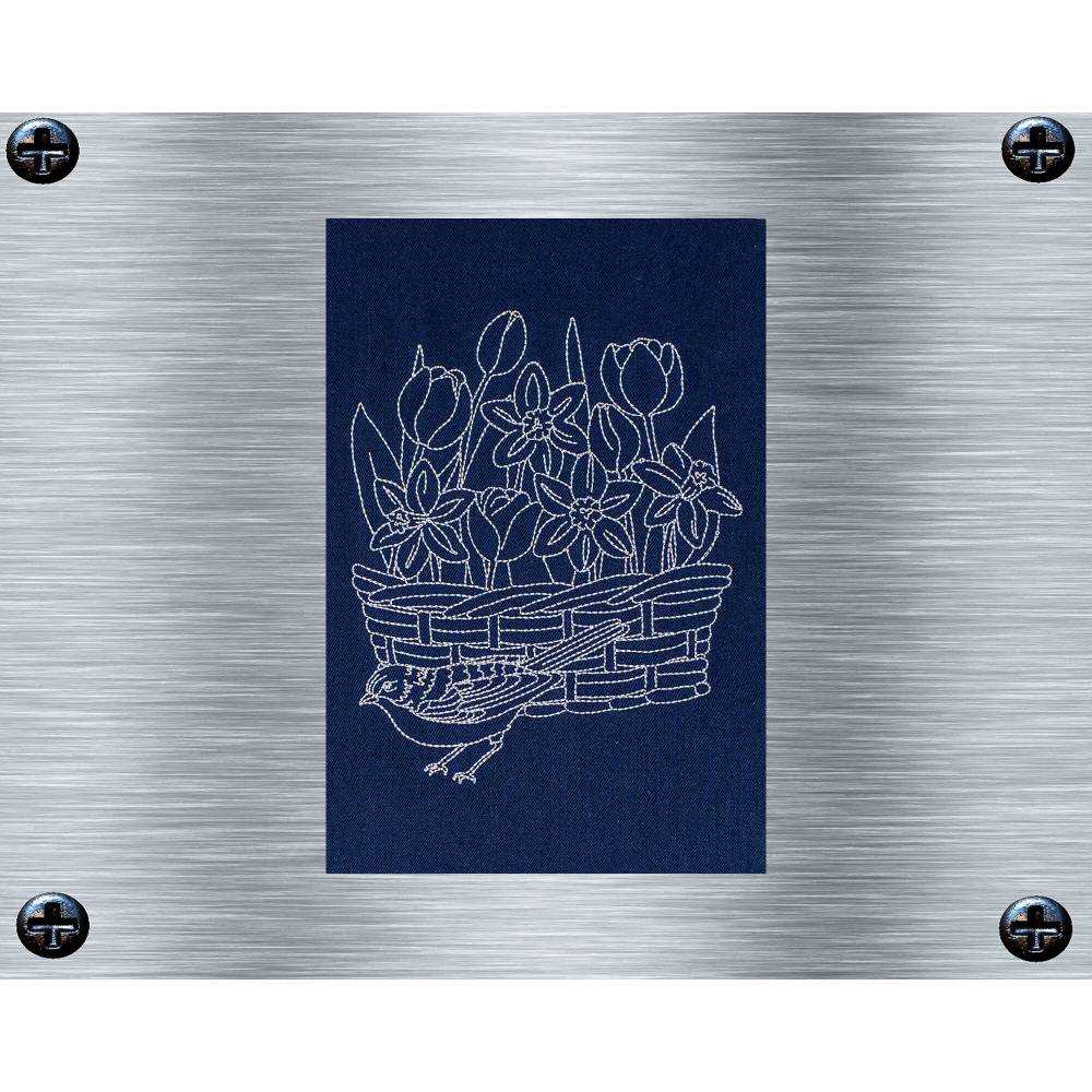 Stickdatei Blumenkorb_1 - 13 x 18 Rahmen - Botanische Stickmotive, Blumenstickerei, Redwork Stickerei, digitale Stickdat Bild 1