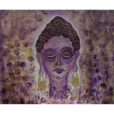 Acrylbild ERWACHENDER BUDDHA Acrylmalerei Gemälde Bild Wanddeko  für Wohnzimmer oder Schlafzimmer abstraktes Wandbild