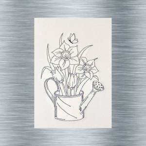 Stickdatei Blumenkanne - 13 x 18 Rahmen - Botanische Stickmotive, Blumenstickerei, Redwork Stickerei,digitale Stickdatei