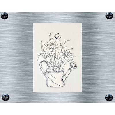 Stickdatei Blumenkanne - 13 x 18 Rahmen - Botanische Stickmotive, Blumenstickerei, Redwork Stickerei,digitale Stickdatei