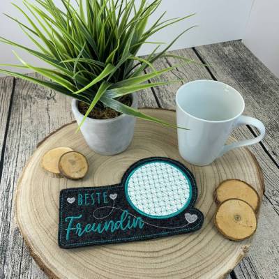 besonderes Geschenk für die beste Freundin, toller Untersetzer aus Filz bestickt