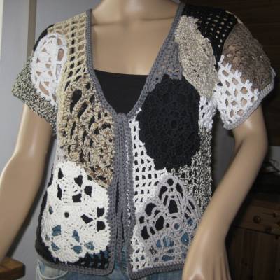 Auffällige Häkeljacke, freeform crochet, einzigartige Sommerjacke