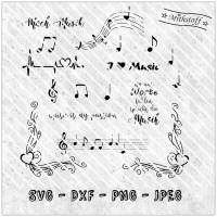 Plotterdatei - I Love Music - Musik - Noten - SVG - DXF - Datei - PNG - JPEG - Mithstoff