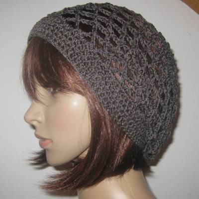 Mütze, schwarzbraun glänzend, Sommermütze, Beanie
