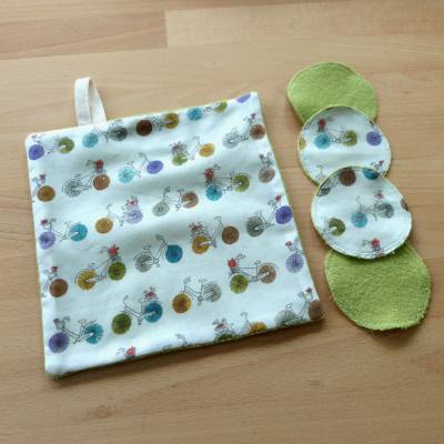 nachhaltiges Pflege-Set: Waschlappen und Kosmetikpads aus Biobaumwolle, Handarbeit 