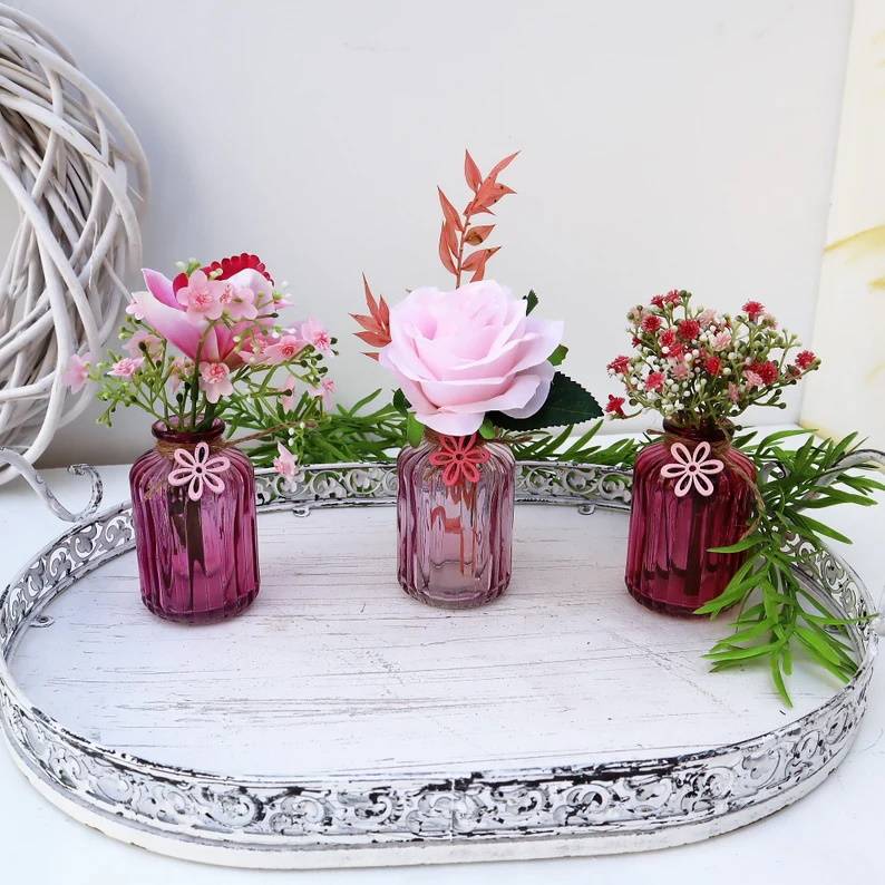 Tischdeko dekorierte Vase 3er Set rosa Stückpreis 7,95 Euro