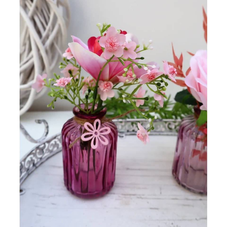 Tischdeko dekorierte Vase 3er Set rosa Stückpreis 7,95 Euro