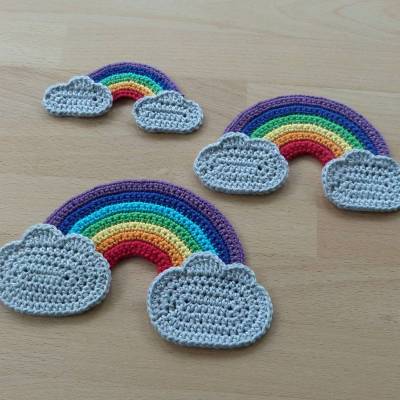 Häkelanleitung Regenbogen und Wolke, Applikationen in 3 Größen, pdf-Datei