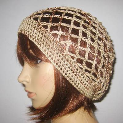 Mütze, beige, mit Glanzeffekt, Sommermütze, Beanie