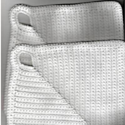 T0083 2 Topflappen Untersetzer ca. 20 x 20 cm gehäkelt 100% Baumwolle Handarbeit weiß ca. 20x20 cm Küche