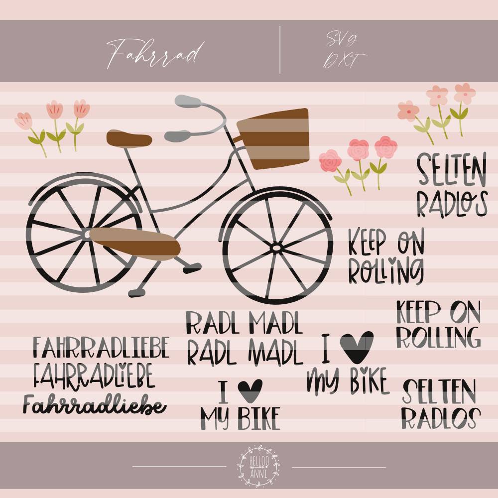 Plott & Stick Fahrrad Plotterdatei inklusive Handsticken Vorlage und Anleitung Bild 2
