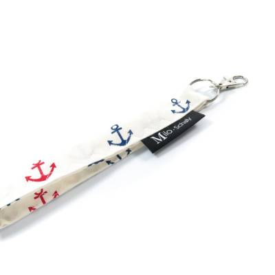 Schlüsselband kurz mit Karabiner Stoff Schlüsselanhänger Anker weiß blau rot