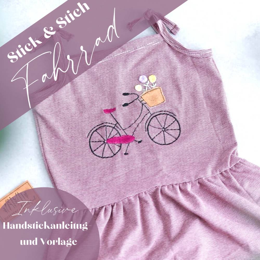 Stick & Stich Fahrrad Stickdatei Handsticken Vorlage und Anleitung Bild 1