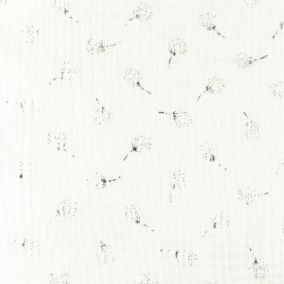 Musselin Double Gauze Gaze  Baumwolle Glitzer Pusteblume Gold- offwhite (1m/11,-€)