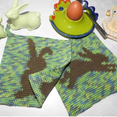 DIY Häkelanleitung Doubleface-Topflappen Hasen (PDF)