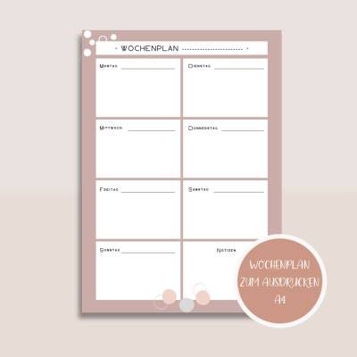 Wochenplaner, Wochenplan zum Ausdrucken A4&A5 | Planer&Listen Printables