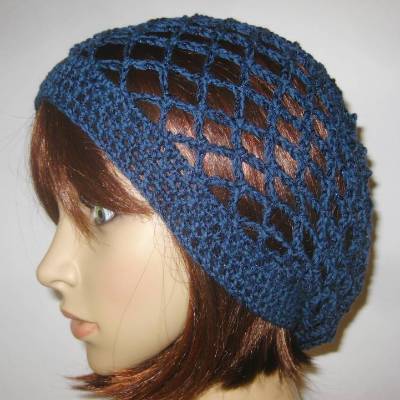 Mütze, dunkelblau glänzend, Sommermütze, Beanie