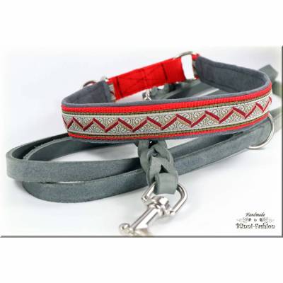 Halsband GEOMETRIC mit Zugstopp, 2 Varianten Romben oder Zickzack Hund, Hundehalsband, Martingale