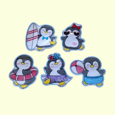 gestickte Pinguine,Sticker für die Sommerparty