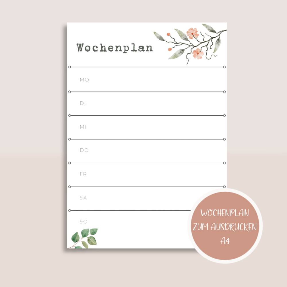 Wochenplaner, Wochenplan zum Ausdrucken A4&A5 | Planer&Listen Printables