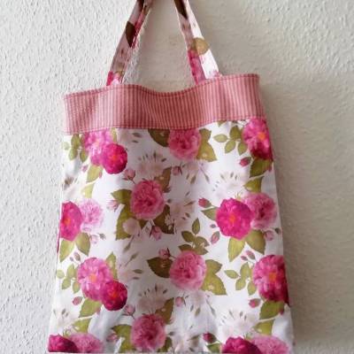 Einkaufsbeutel, Stoffbeutel, Baumwolltasche, Rosen