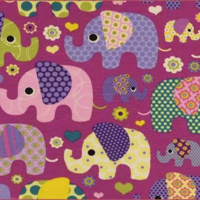 Jersey Elefant pink lila beere Elefantenparade Stoff nähen Mädchen 50cm