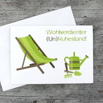 Klappkarte **Ruhestand** von ZWEIFARBIG Grußkarte Rente Glückwünsche Rentenbeginn Liegestuhl Pensionist