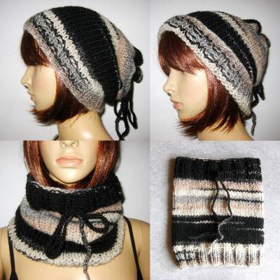Mütze, Longbeanie, Loop - 3 in 1 - variabel tragbar - gestrickt
