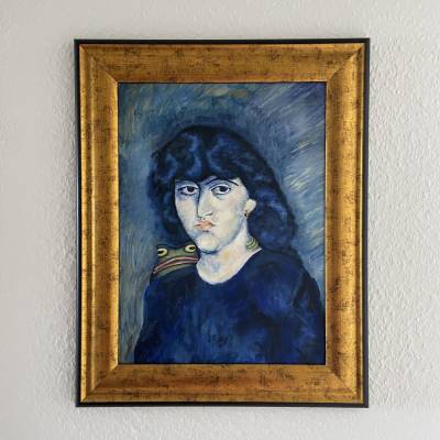 Suzanne Bloch mit Frosch, Picasso, Portrait, Froschkönig, Froschbild, Originalbild, Acrylmalerei, Unikat