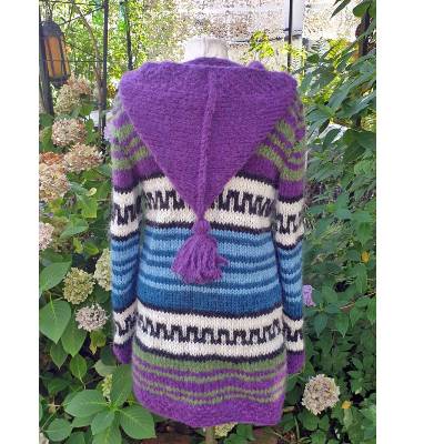 Hippe Strickjacke mit Alpaka und Zipfelkapuze***Ethno***S/M