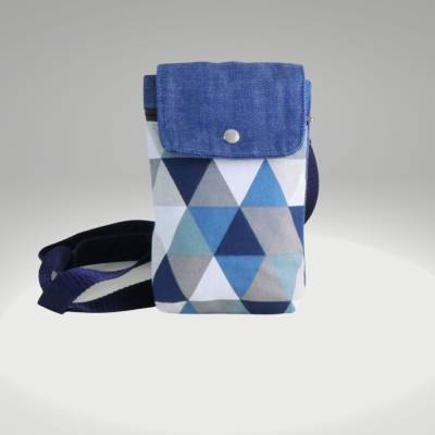 blaue Handy Tasche zum Umhängen aus Stoff/ smartphone Tasche/Jeanstasche /kleine Umhängetasche/ Handyhülle