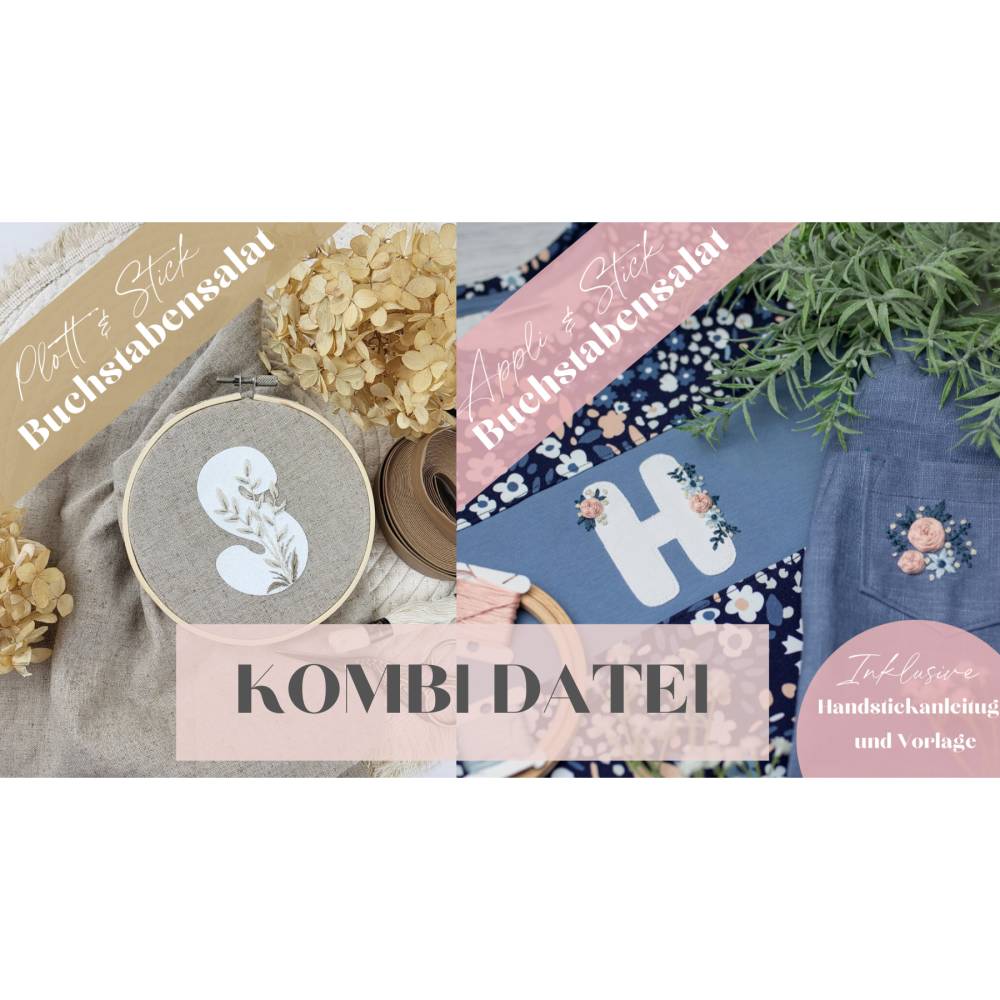 Kombi Datei Buchstabensalat - Plott & Stick UND Appli & Stick Bild 1