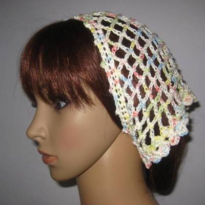 Kopftuch, Haarband, Haarschmuck, gehäkelt aus Baumwolle