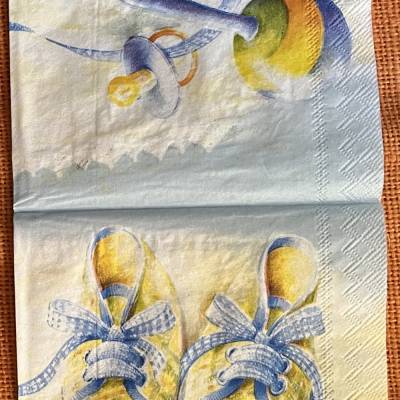 1 kleine Serviette - Babyschuhe Geburt Junge