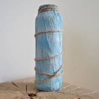 Handgemachte Upcycling Dekovase im maritimen Stil | blau mit Jutekordel | Regal, Bad & Wohnzimmer