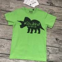 Tolles T-shirt gr.116/122 Einschulung Schulkind in grün mit Dino