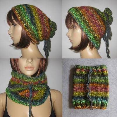Mütze, Longbeanie, Loop - 3 in 1 - variabel tragbar - gestrickt