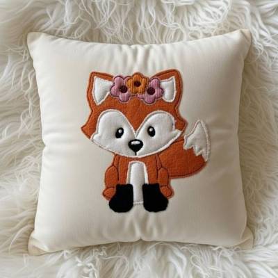 Stickdatei Doodle Fuchs Girl /  Fox, Applikation    Set 732 Maschinenstickerei