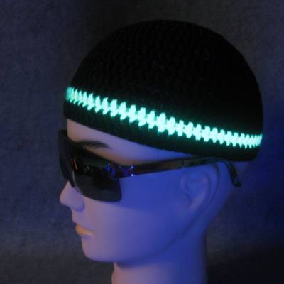 Männermütze extrakurz (ohrfrei) mit UV-aktivem Leuchtstreifen, Mütze aus Baumwolle mit Elasthan