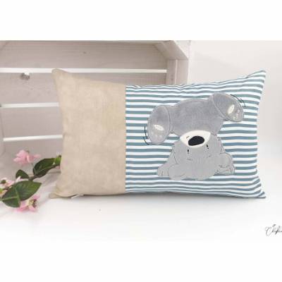 Kuschelkissen mit Name – Bär Kissen Junge personalisiert | Geschenk zur Geburt, Taufe & Einschulung