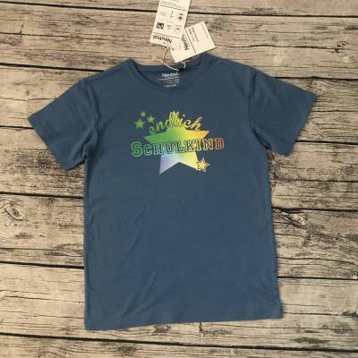 Tolles T-shirt gr.140/146 Einschulung * endlich Schulkind * in Blau mit Bunt